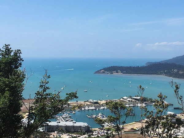 View of Port of Airlie, looking out towards the Coral Sea and the Great Barrier Reef